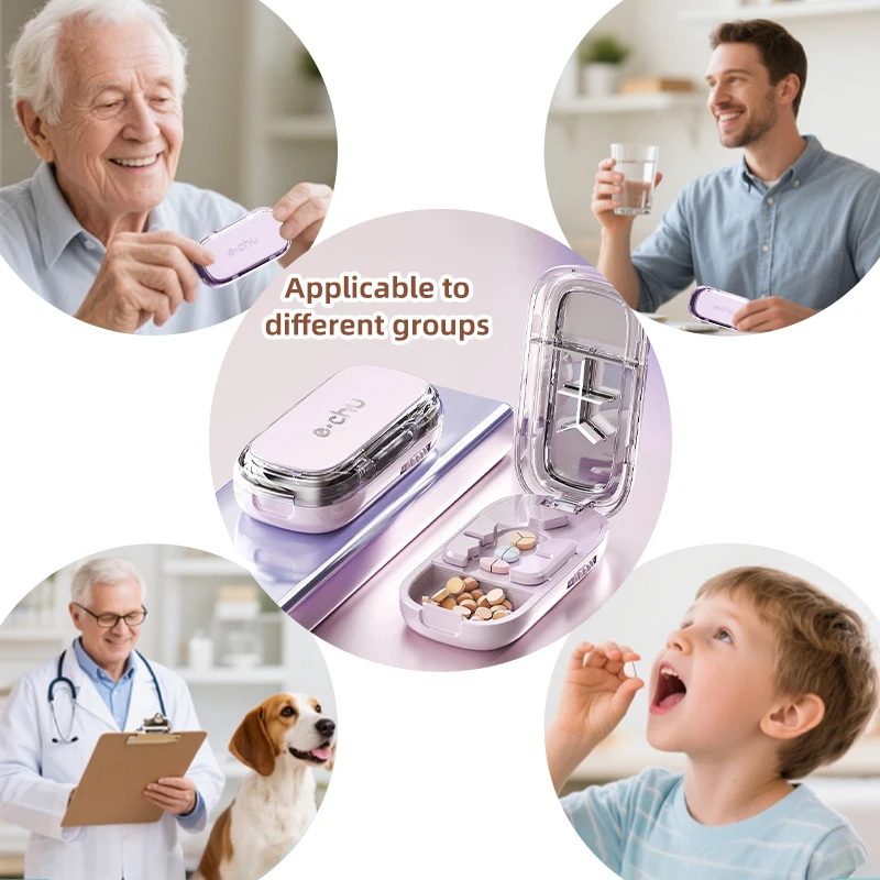 2/3/4 في 1 قطاعة حبوب المواد الغذائية المدمجة والمحمولة اليومية المدمجة حامل دواء السفر لأدوية الفيتامينات #6