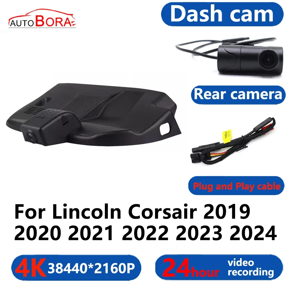 

AutoBora 4K Wifi 3840*2160 Car DVR Dash Cam Camera 24H Video Monitor For Lincoln Corsair 2019 2020 2021 2022 2023 2024