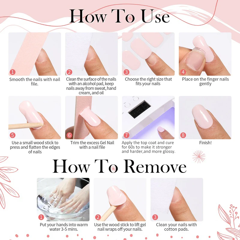 22Tips Nude Semi-Cured Gel Nail Patch Slider Adesivo Impermeável de Longa Duração Aurora Full Cover Gel Nail Stickers Lâmpada UV Necessária