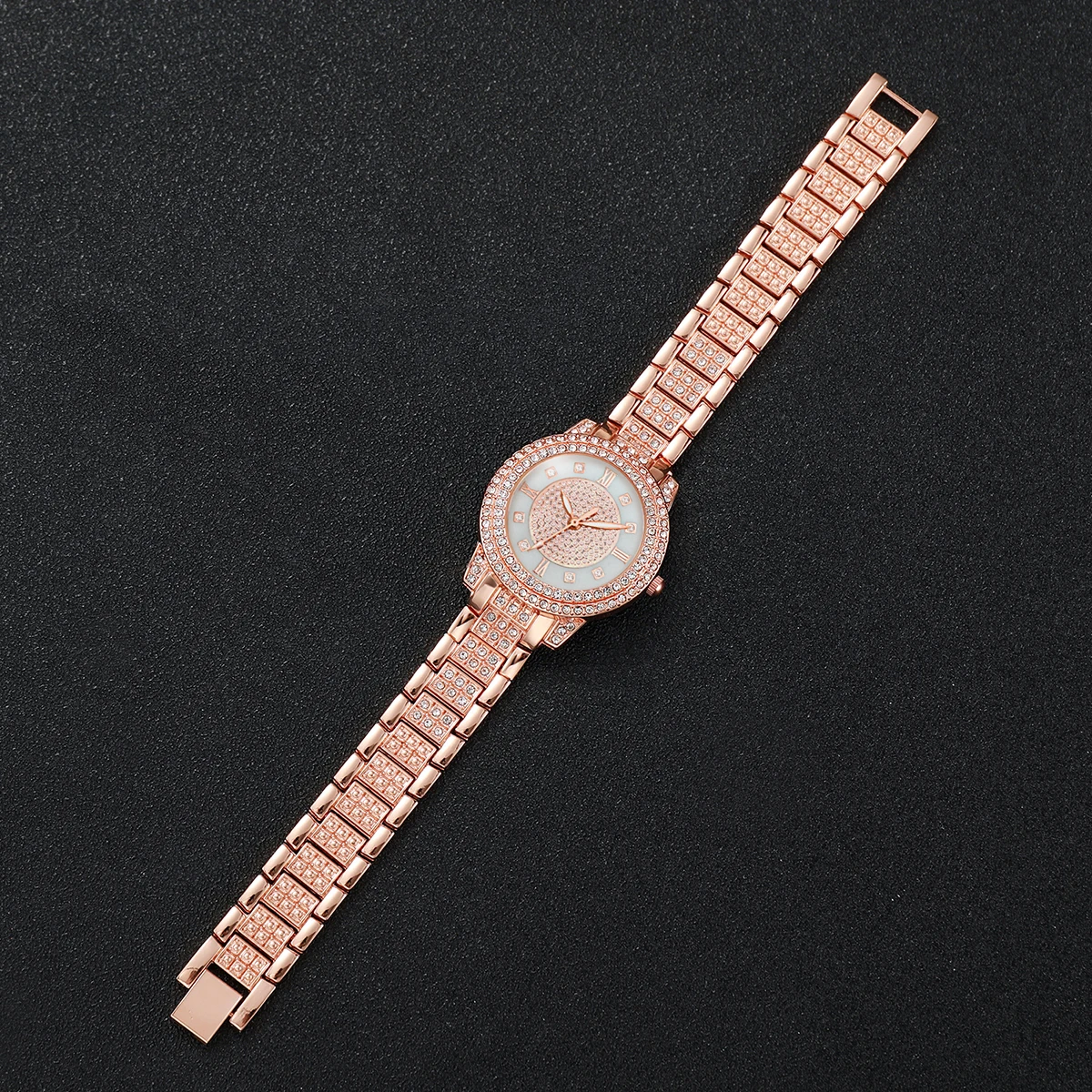 Montre à quartz en acier inoxydable avec cadran classique, montre de mode, or rose, document, ensemble de 2 pièces