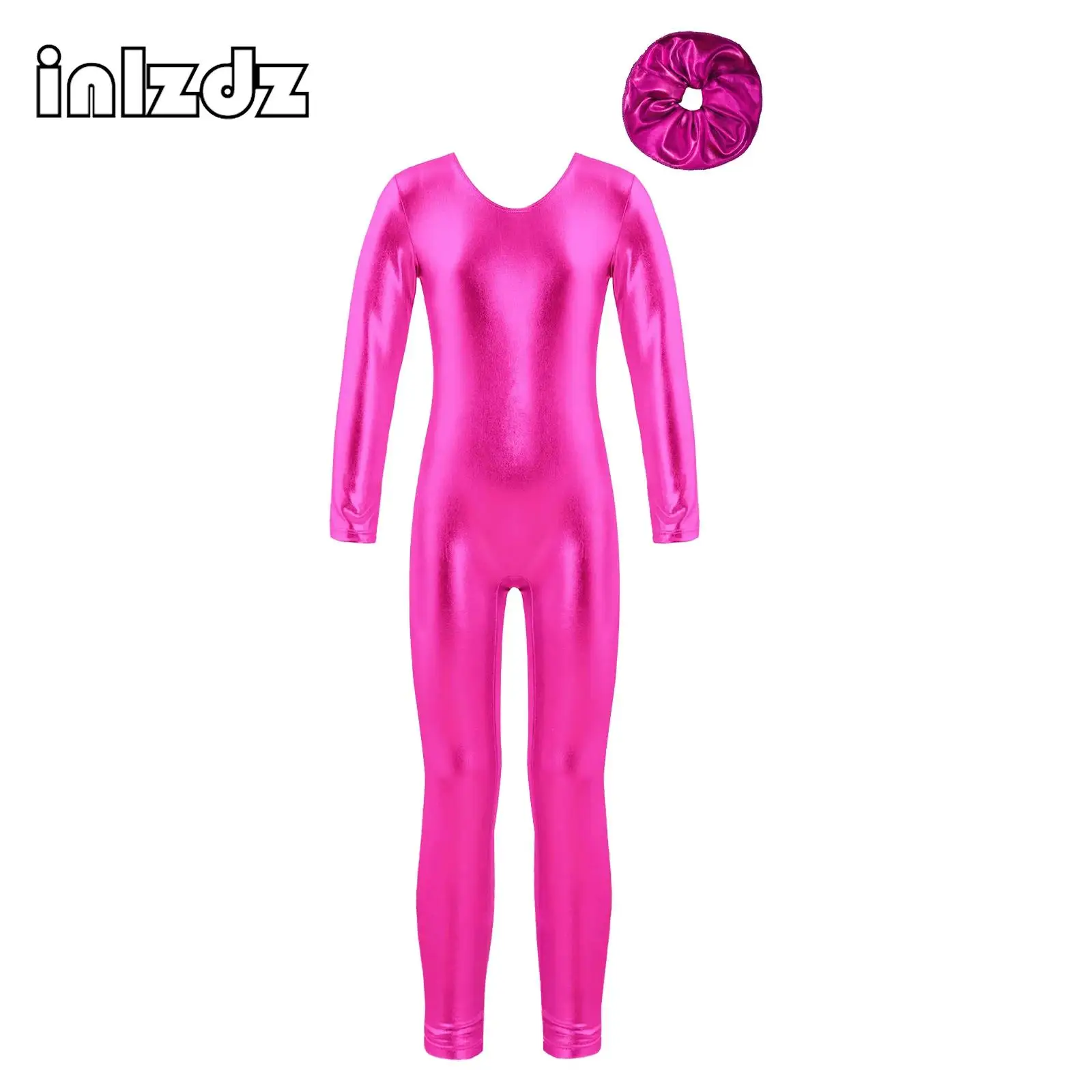 

Kids Girls Ballet Dance Unitard Metallic Shiny Long Sleeve Jumpsuit for Gymnastics Dancing Class Training Bodysuits Leotard