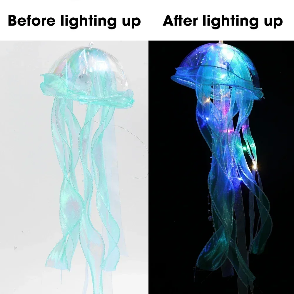 Creative Jellyfish Lamp Portable Flower Light Home Room Bedroom Wall Hanging Atmosphere Decoration Lamps Party Led Nightlight