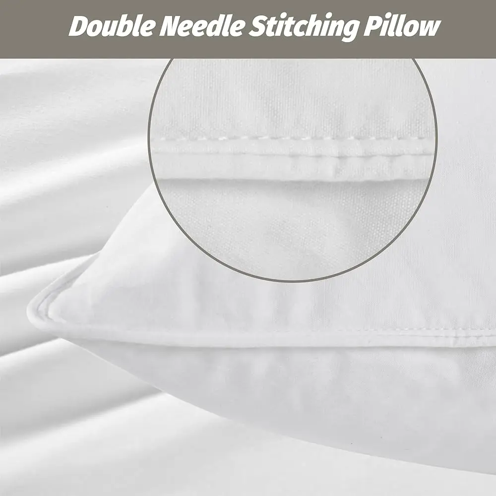 قطعتان من وسائد ريش الإوز، وسادة فاخرة ناعمة من الريش للنوم، غطاء قطن 100% مجموعة الفنادق وسائد السرير #5