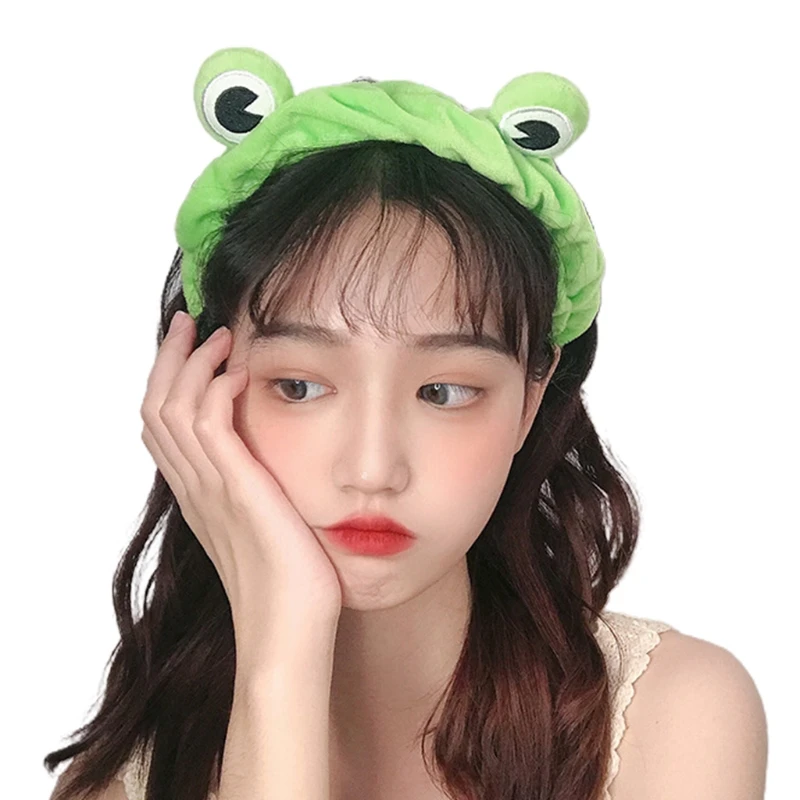 Wash Face Makeup Headband Cute for FROG Eyes Elastic Hair Hoop Plush Wrapped Ban