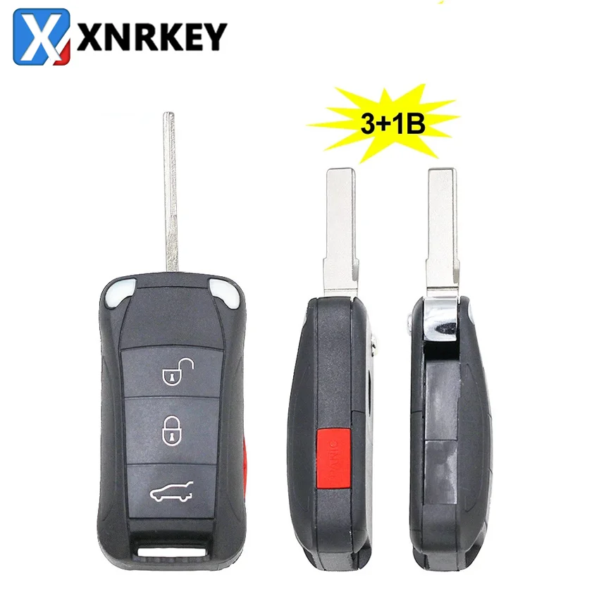 XNRKEY 4 Buttons Replacement Remote Flip Folding Car Key Shell For Porsche Cayenne 2004 2005 2006 2007 2008 2009 2010  Key Case