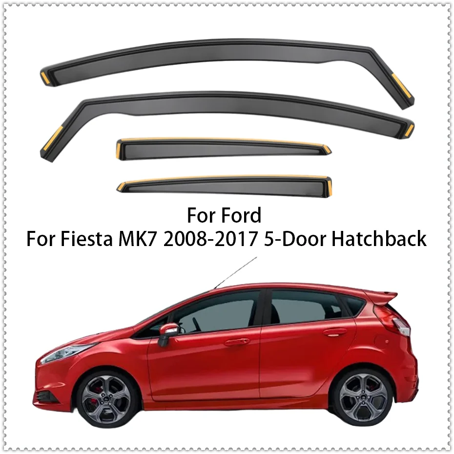 4pcs Car Window Wind Deflectors For Ford For Fiesta MK7 5-Door Hatchback 2008- 2010-2017 In-Channel