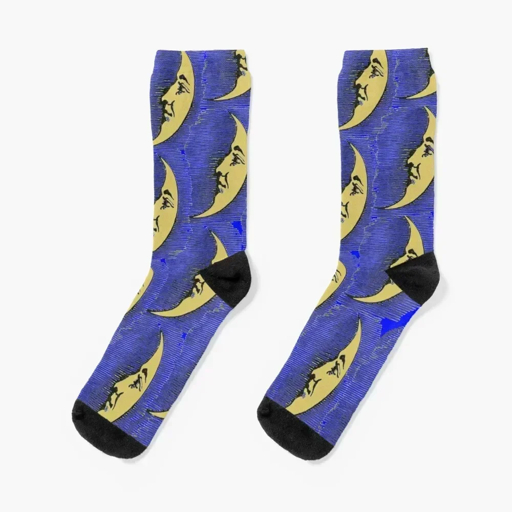 

VINTAGE Moons on Purple Socks valentine gift ideas winter set Socks For Man Women's