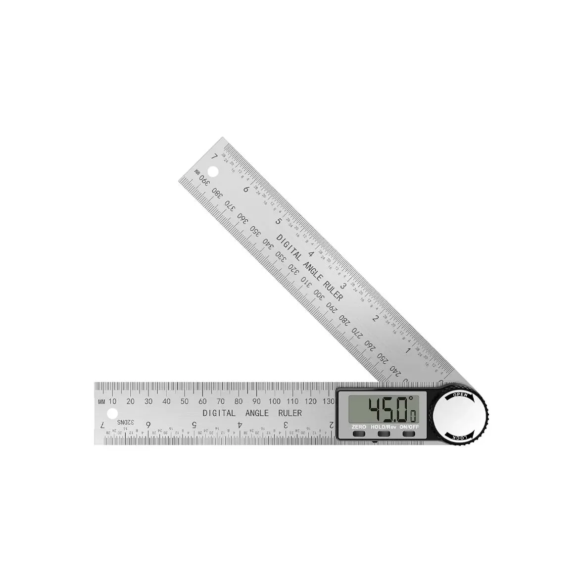 Digital Angle Finder Protractor,2 in 1 Auzof Angle Finder Ruler,7Inch / 200mm Stainless Steel Angle Measuring Tool