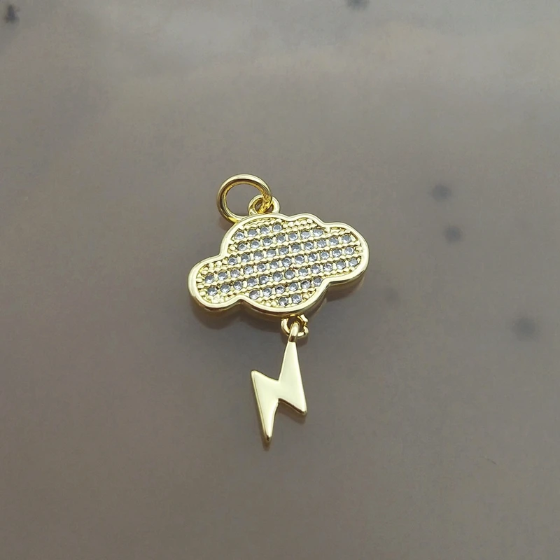 Trendy Gold Silver Plated Planet Universe Cloud Pendant Cute Star Lightening Micro CZ Paved DIY Jewelry Making Necklace Earrings