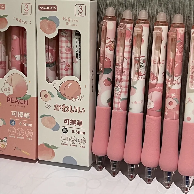 3 قطعة/المجموعة الباستيل الأزرق قابل للمسح القلم Kawaii الخوخ عصير تململ الصحافة هلام القلم لكتابة لوازم الدراسة Ins نمط العودة إلى المدرسة #4