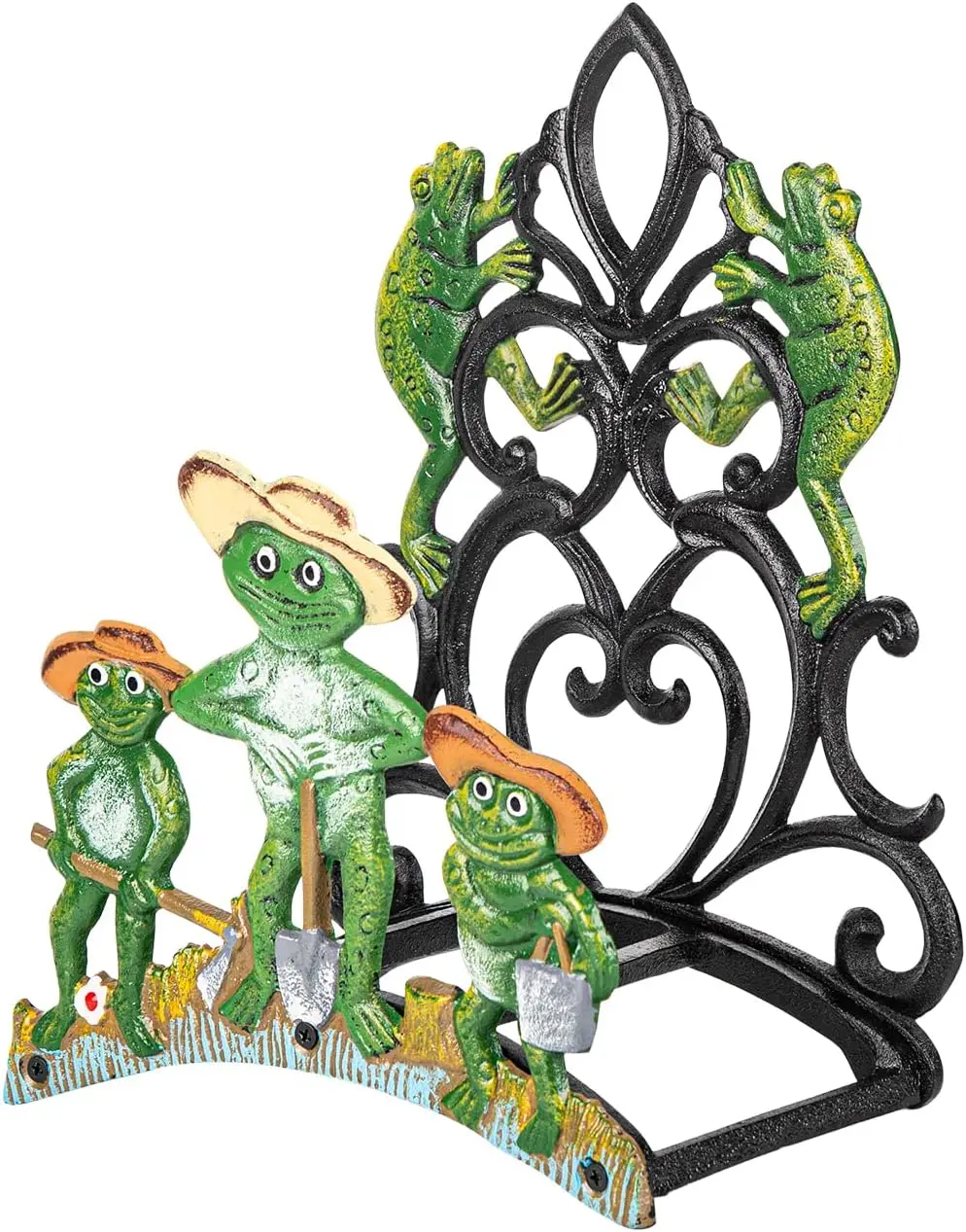 

Heavy Duty Cast Iron Garden Hose Holder Wall Mounted, Large Capacity for Outdoor Use with Sturdy Frog Design