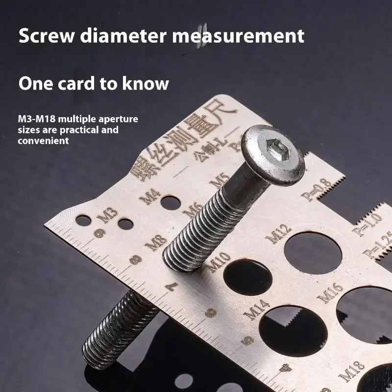 2P Metal Ruler M3 M4 M18 Screw Thread Pitch Gauge Ruler Measuring Tool Bolt Nut Metric Machining Screw Cutting Gauge Angle Model