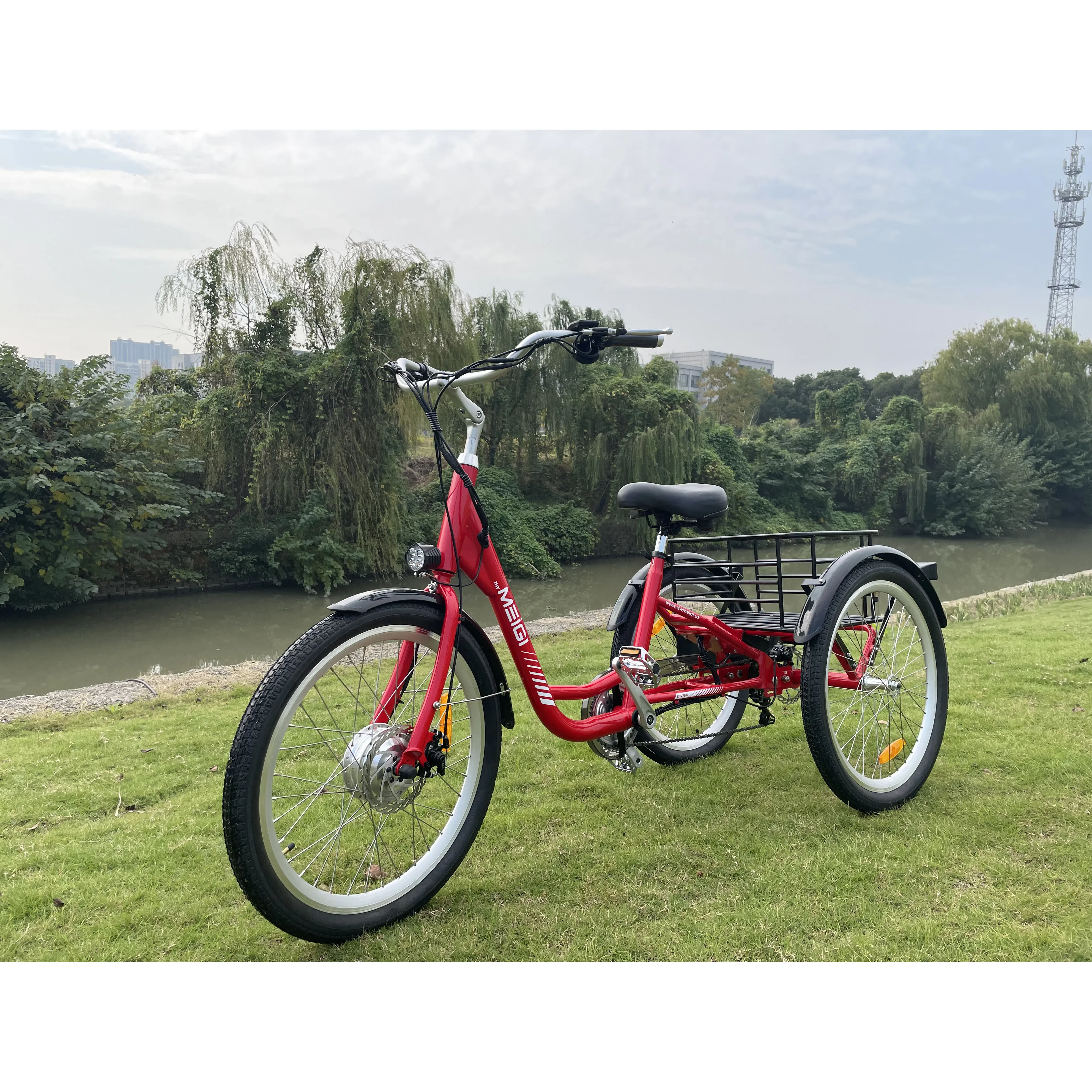 Fast Shipping Stock 3 Wheel Electric Bicycle Tricycle Shimano 7 Speeds E-Trikes Cargo Ebike For Adults