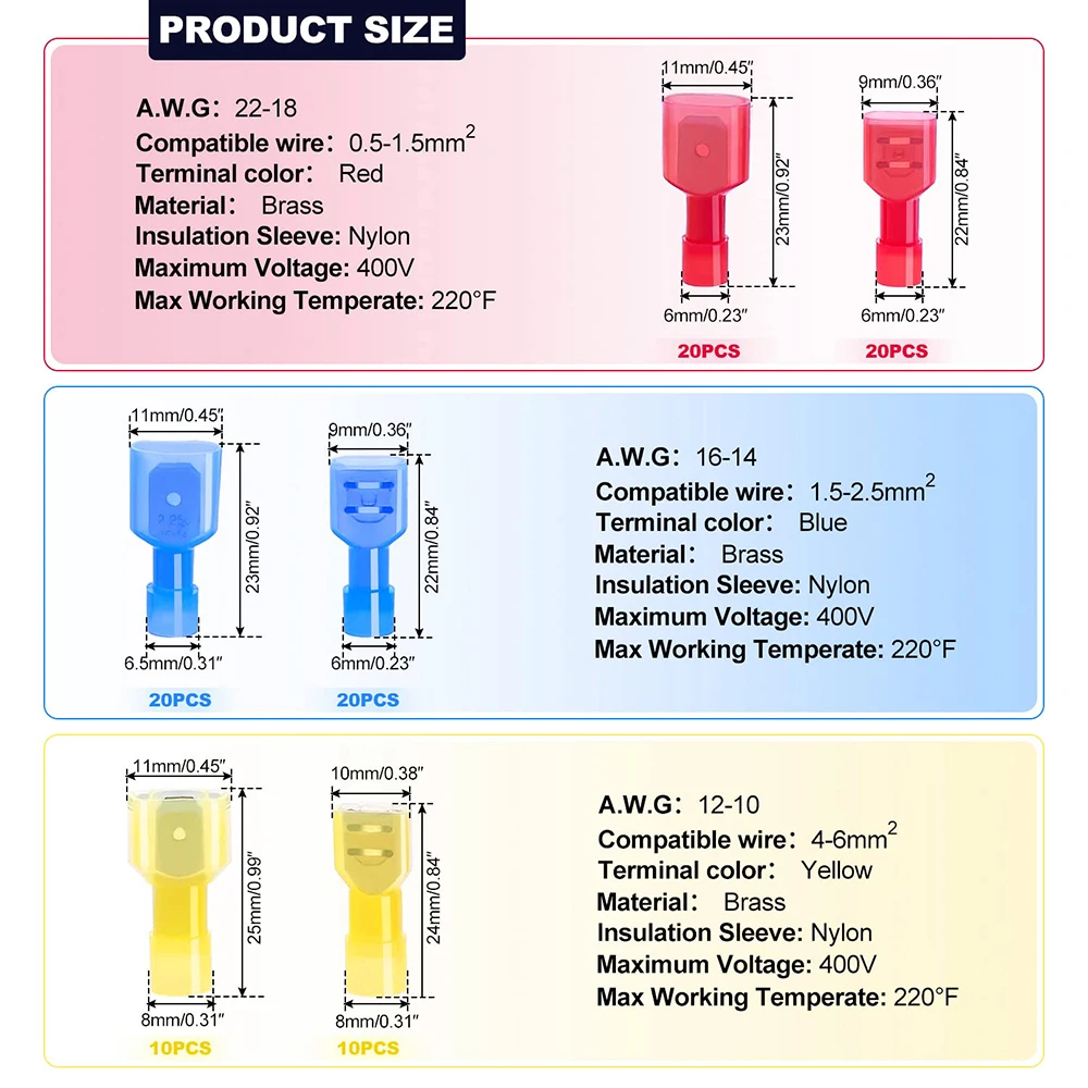 Nylon Spaten Connector Kit Crimpen Werkzeug Schnell Trennen Enden Elektrische Automotive Isolierte Männlich Weiblich Draht Crimp Terminal – Detail 3