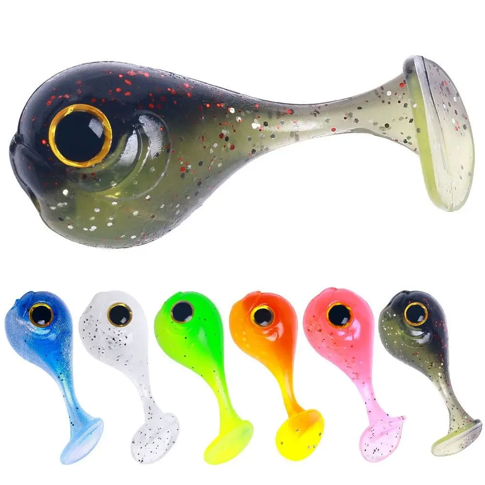 10PCS Pesca 4cm 3g Big Head Soft Lure T Tail Mini Lure Bait Artificial Silicone Crankbait Wobblers Mandarin Fish