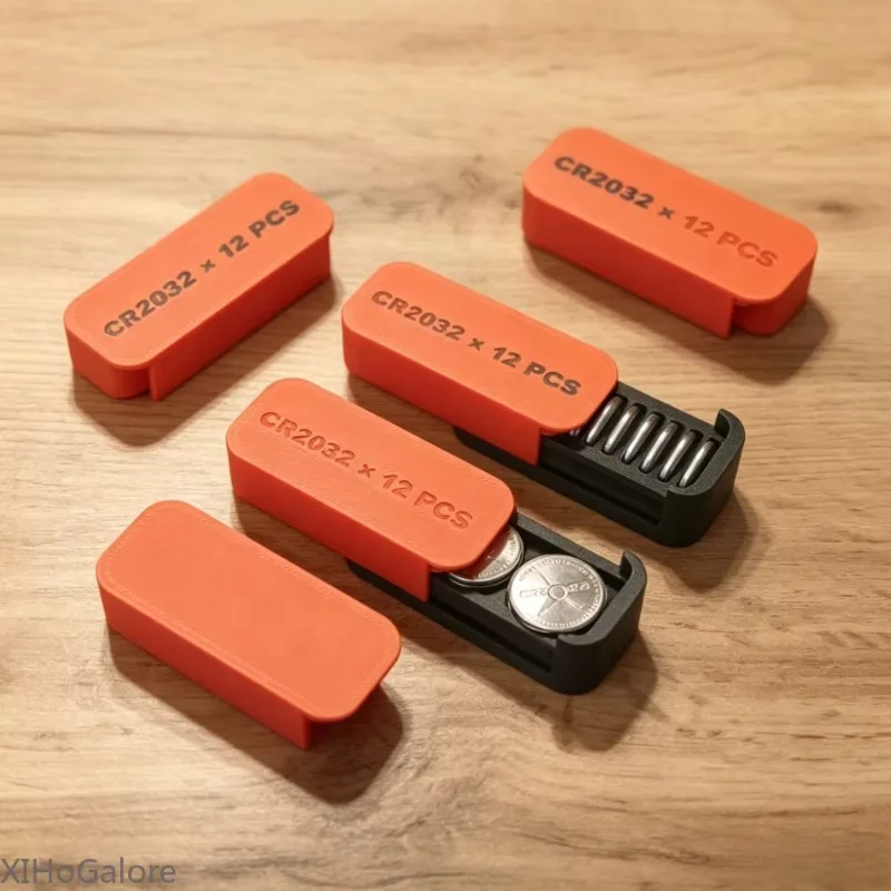 Portable Stackable CR2016 Coin Cell Battery Storage Box 3D Printed 12 Slots Secure Lid Organizer For Home Workshop Office