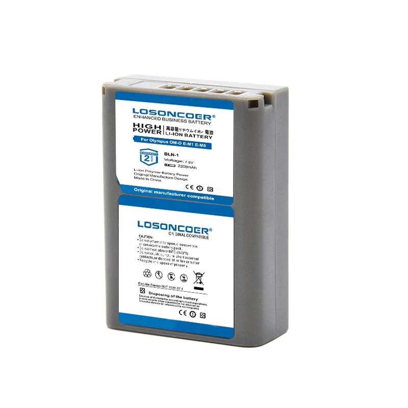 100% Original LOSONCOER 2200mAh PS BLN1 PS-BLN1 BLN-1 PSBLN1 Battery For Olympus E-P5 E-M5 EM5 OMD OM-D E-M5 II PEN E-P5 HLD-6