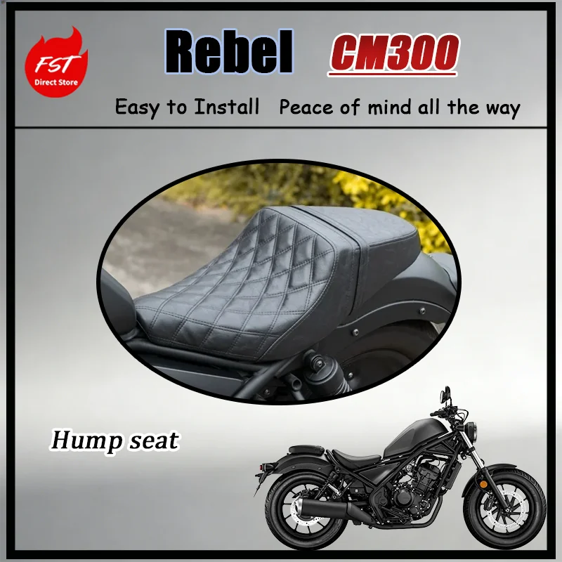 For Rebel CM300 CM500 Hump Style Cafe Racer Seat - Retro Caterpillar Stitch Comfort Cushion Ergonomic Pressure Relief Design