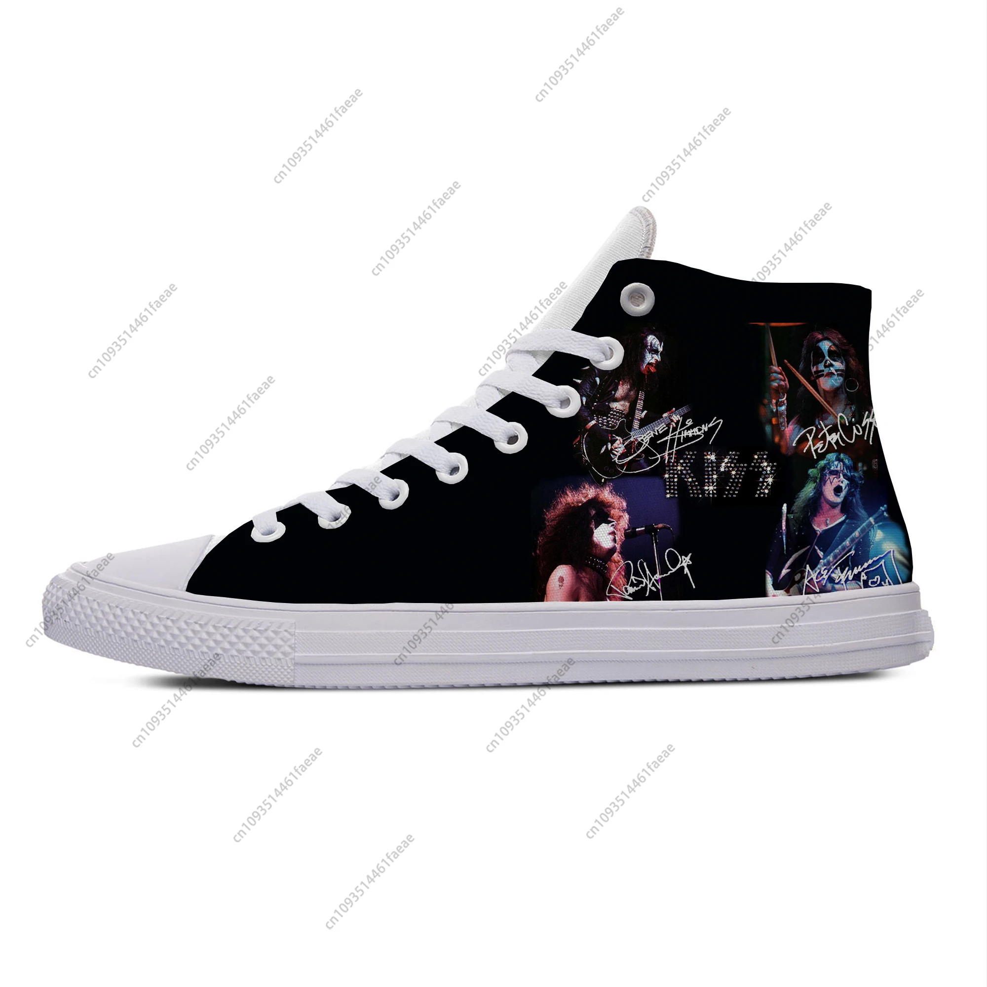 

Kiss Rock Heavy Metal Band Cool Fashion Funny Casual Cloth Shoes High Top Lightweight Breathable 3D Print Men women Sneakers