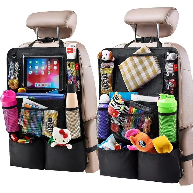  Car rear seat storage rack Kick mat backseat protection pad A tablet stand with a touchscreen Child rear seat storage rack Tra