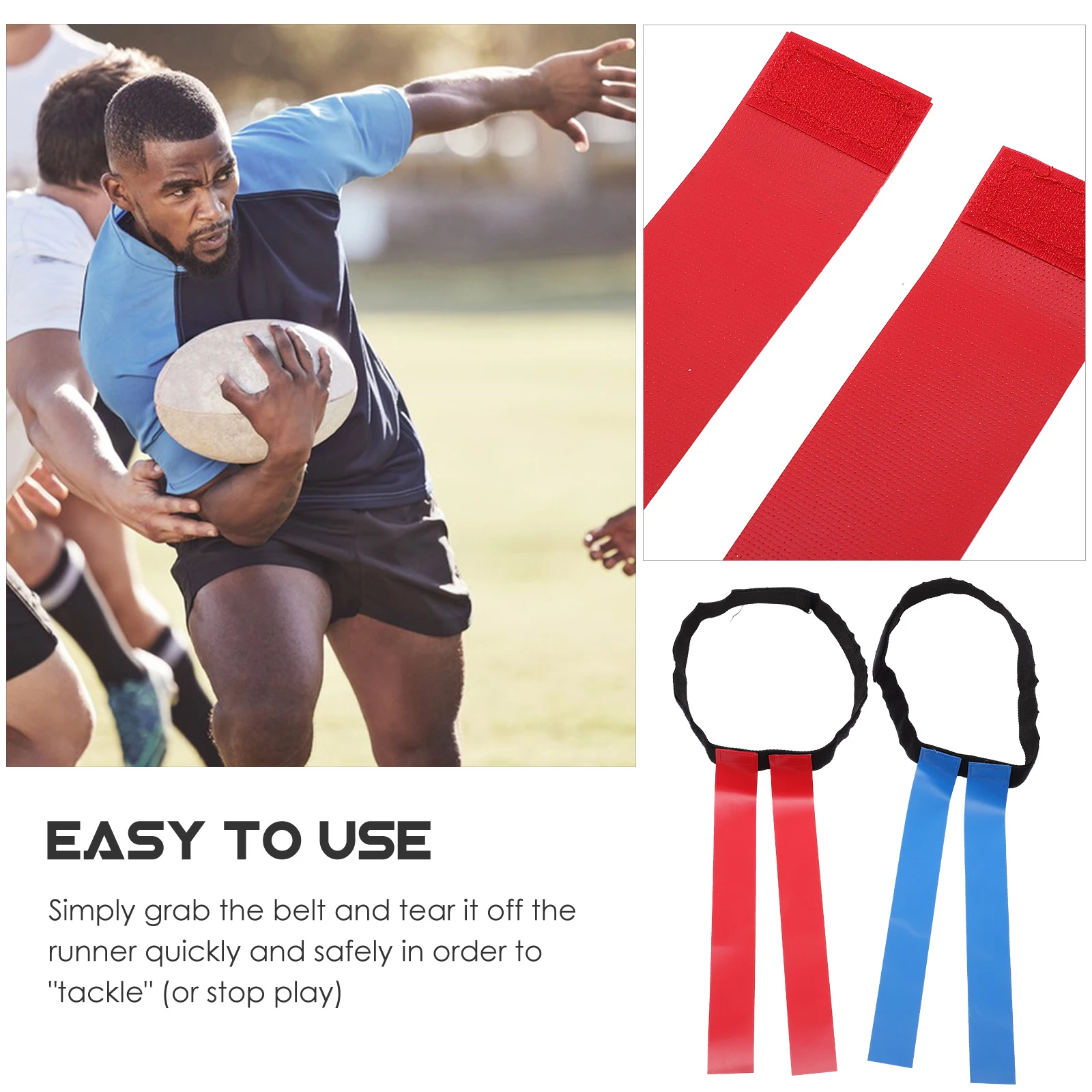 

Football Flag Belt 2 Sets Red Blue 90CM Kids Waist Adjustable Flags Rugby Supplies Outdoor Game Accessories Football Waist Team