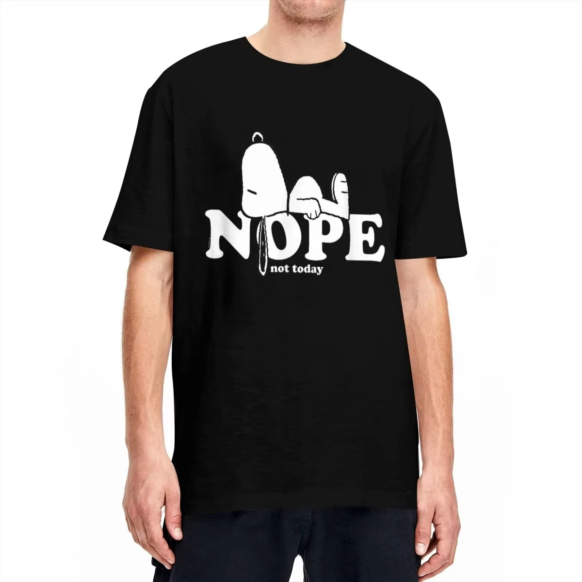 

Peanuts Snoopy Nope T-Shirts Men Women Vintage Cotton Tee Shirt Round Collar Short Sleeve T Shirt New Arrival Clothes