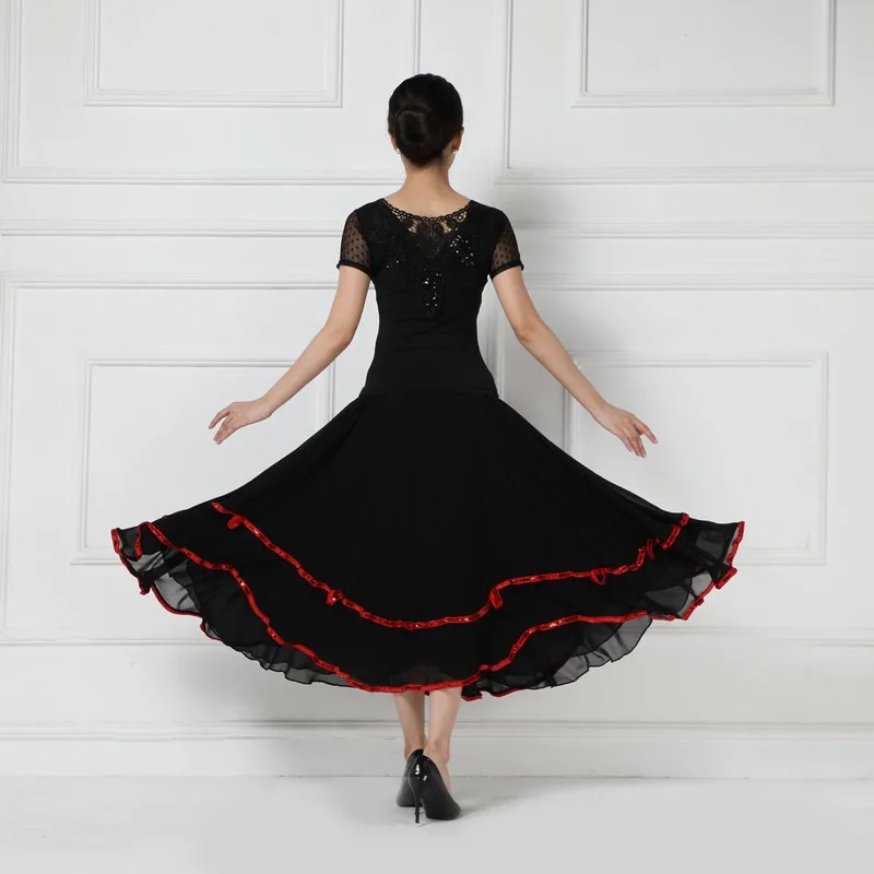 Standard Waltz Ballroom Dancing Dresses Lady's Senior Simplicity Modern Dance Skirt Women Black Ballroom Competition Dance Dress