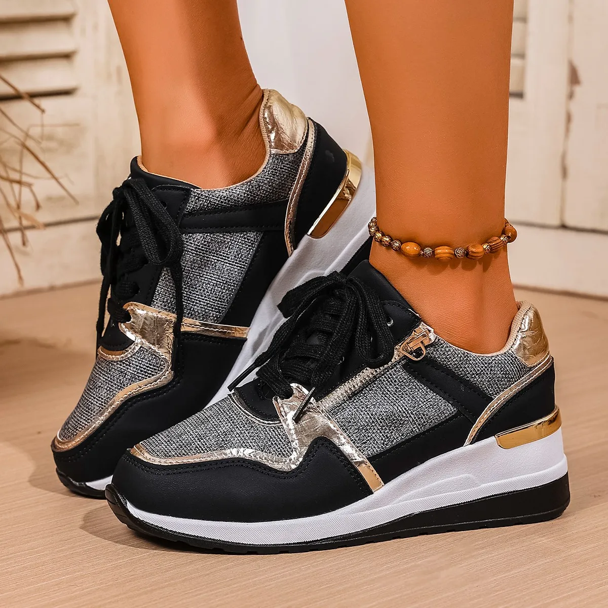 

Ladies Outdoor Running Comfortable Shoes 2025 Women Sneakers Platform Shoes Leather Patchwork Casual Sport Lightweight Shoes