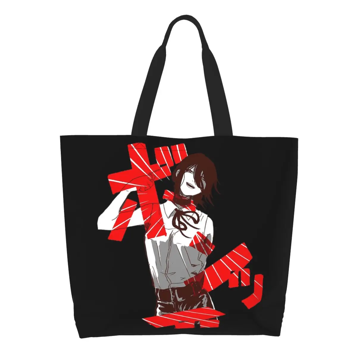 Anime Chainsaw Man Reze Shopping Tote Bag Canvas Large Capacity Shoulder Bags Shopper Grocery Handbag for Women