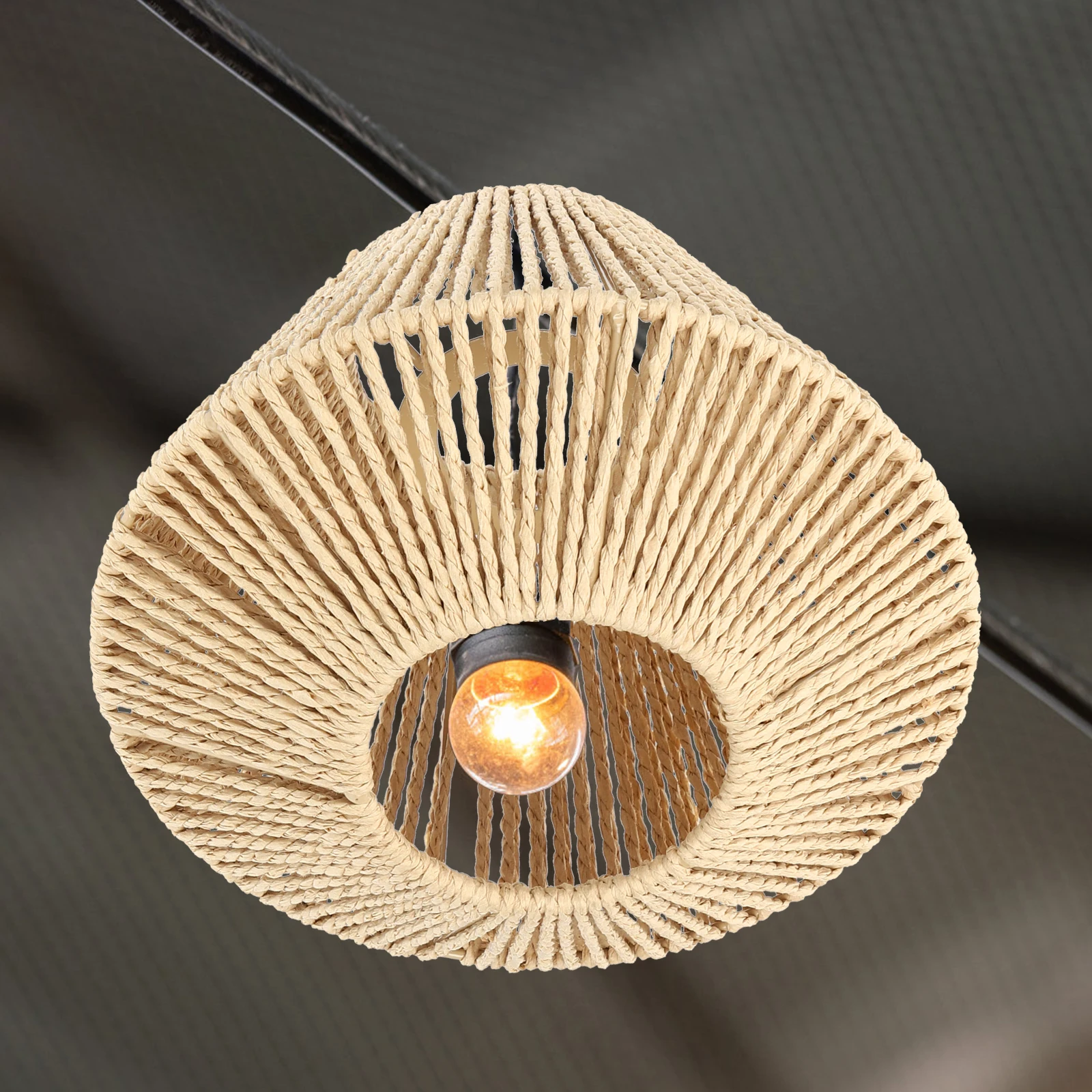 

Rustic Style Lamp Shades Bamboo Woven Light Eye-Friendly Decorative for Home Coffee Shop Restaurant Wedding Party