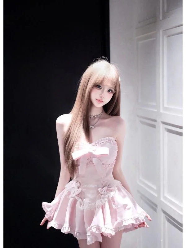 

Сладкий розовый летний новый дизайн Sle Girl Pure Desire с ремешками Dr Knot на талии в тонкой юбке Dr