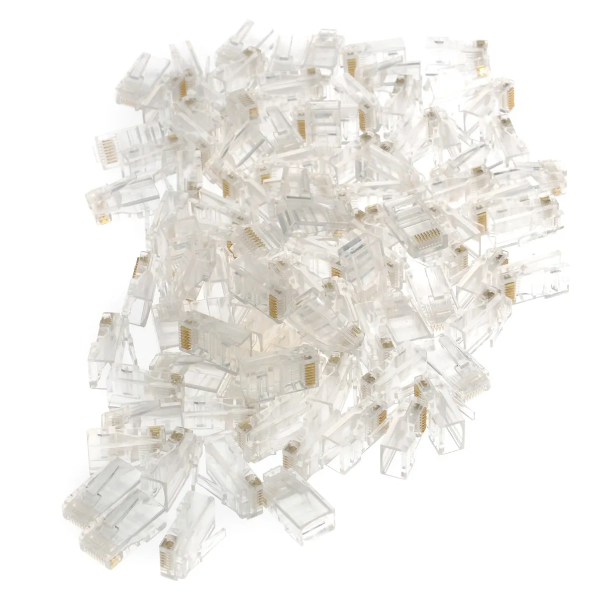 RJ45 Crimp Connectors 100 Pack Cat5e Network Cable Plugs Gold Plated Modular Ends for Cable Assembly