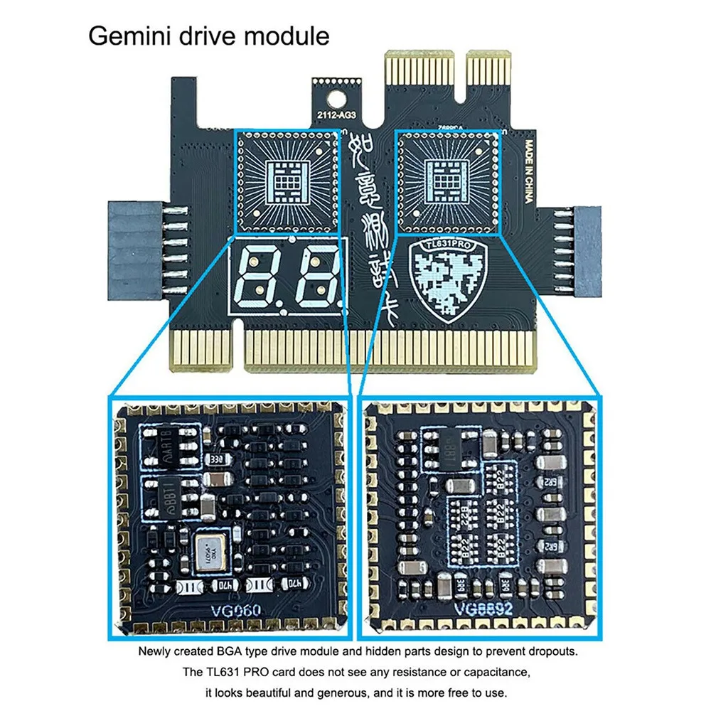 TL631 프로 다기능 데스크탑 노트북 LPC-DEBUG 포스트 카드, PCI PCI-E 미니 PCI-E 마더보드 진단 분석기 테스터, A