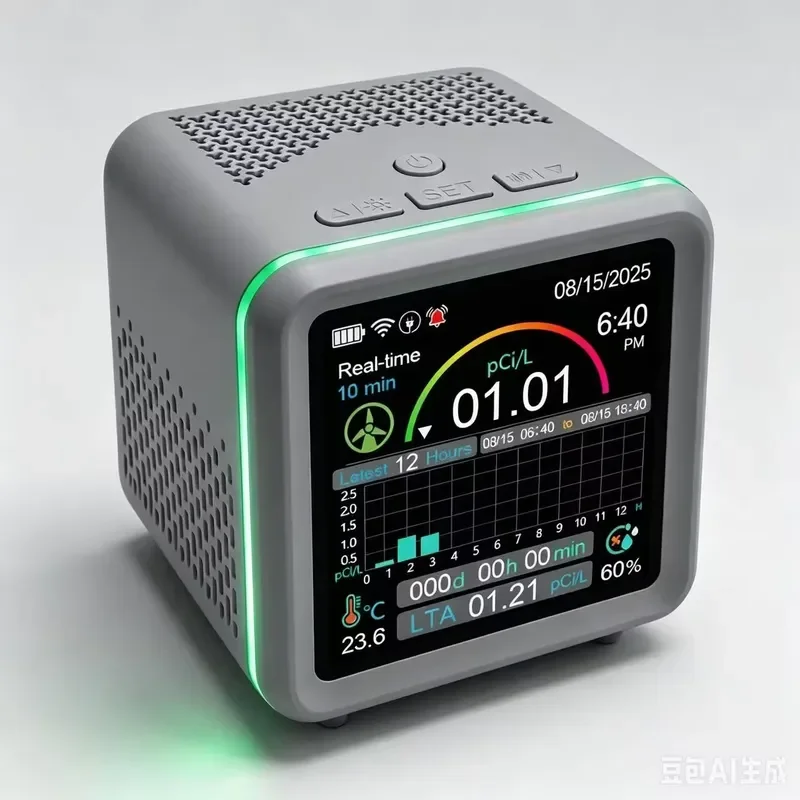 Smart WiFi Portable Radon LCD Display Dual Band 2.4G 5G Indoor Air Quality for Temp Humidity CO2