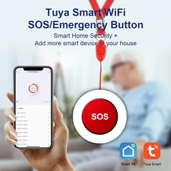 Tuya Wifi Smart SOS Emergency Button, SOS Panic Call Button Personal Alarm for Elderly Seniors Patient Disabled Handicapped Kids