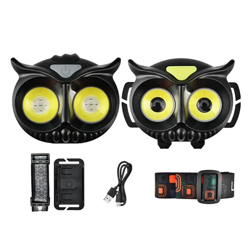 Head Lamp Bright Flashlight For Head Battery Powered Outdoor Toy Head Lamp Flashlight Lightweight Cartoon Owl Headlight For