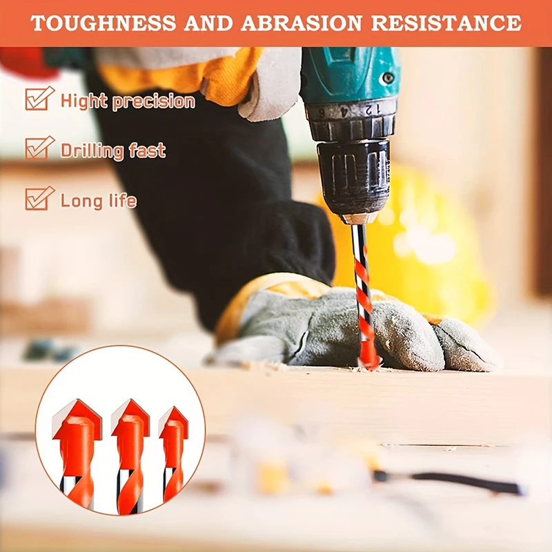 Brocas de piezas para perforación de Metal duro, acero, azulejo, hormigón, vidrio, ladrillo, madera, juego de brocas centrales de 6-12mm, 10 unidades