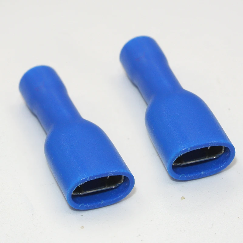 1000PCS 4.8mm Female PVC Connector Electrical Wiring Connector Insulated Crimp Terminal Spade Blue FDFD2-187