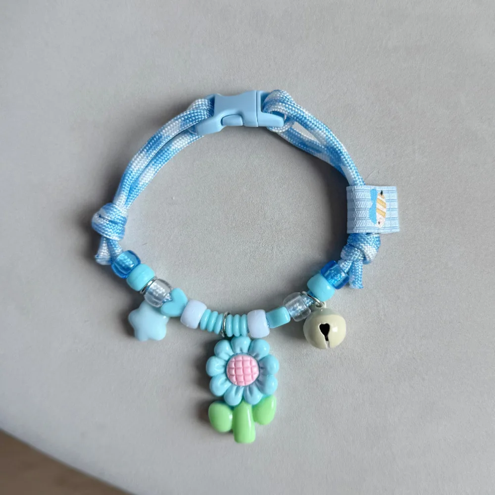 Cat and Dog Collars, Pet Neck Collars, Cute Little Flower Woven Ropes, Dopamine Color Scheme, Beagle Teddy Bear Decorations view 5