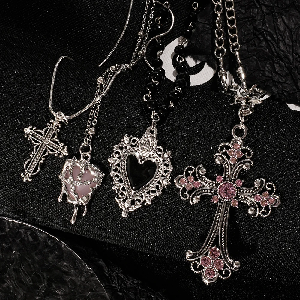 Y2K Sweet Cool Girl قلادة قلادة حب متقاطعة إبداعية مخصصة، مناسبة للارتداء اليومي #3