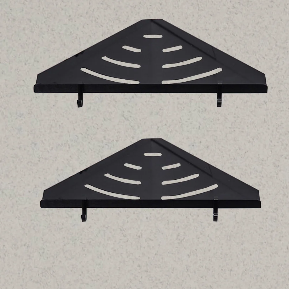 

Настенная полка для ванной комнаты, треугольная корзина, стеллаж для хранения, двухслойный алюминиевый угловой органайзер для ванны, черный для