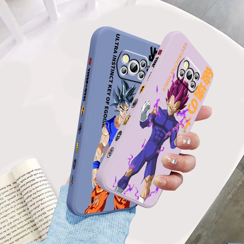 D-Dragon Ball V-Vegeta Liquid Left Rope For Xiaomi Mi Poco X5 X4 X3 M6 M5 M5S M4 M3 F5 F4 F3 C55 C40 Pro 5G Cover Phone Case