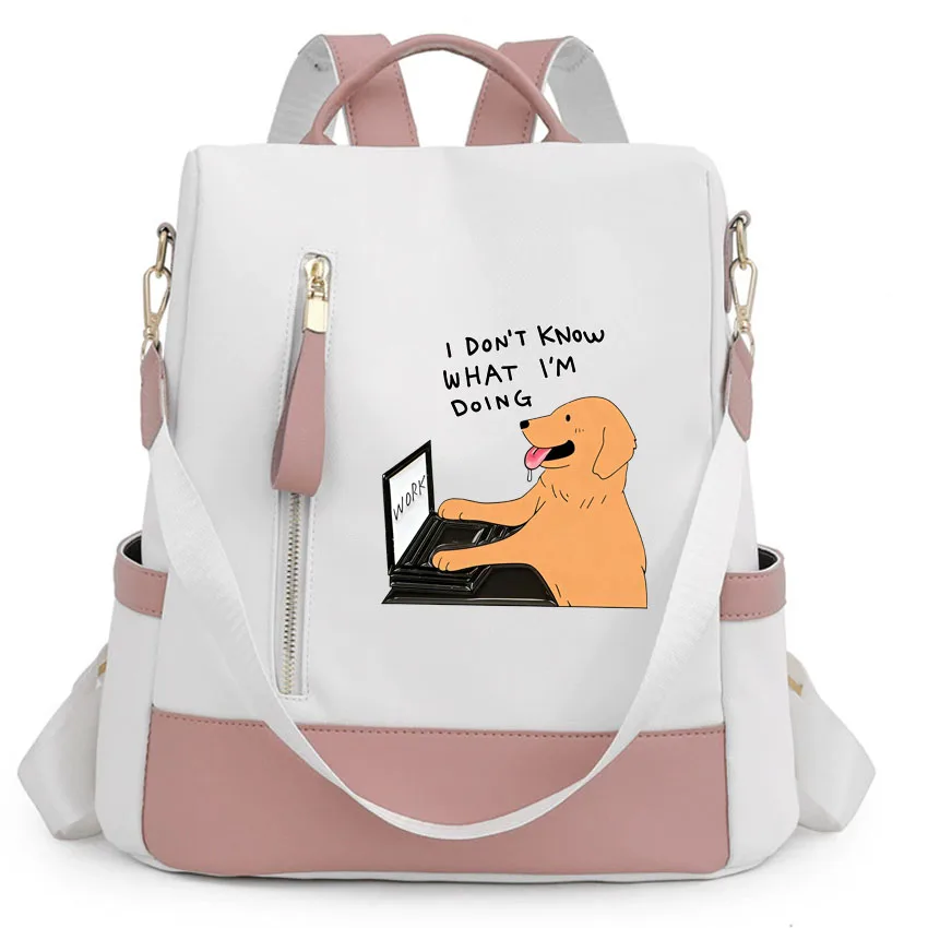 

Водонепроницаемый женский рюкзак с забавным принтом собаки, модная женская противоугонная школьная сумка, большая вместительная дорожная сумка через плечо для девочек