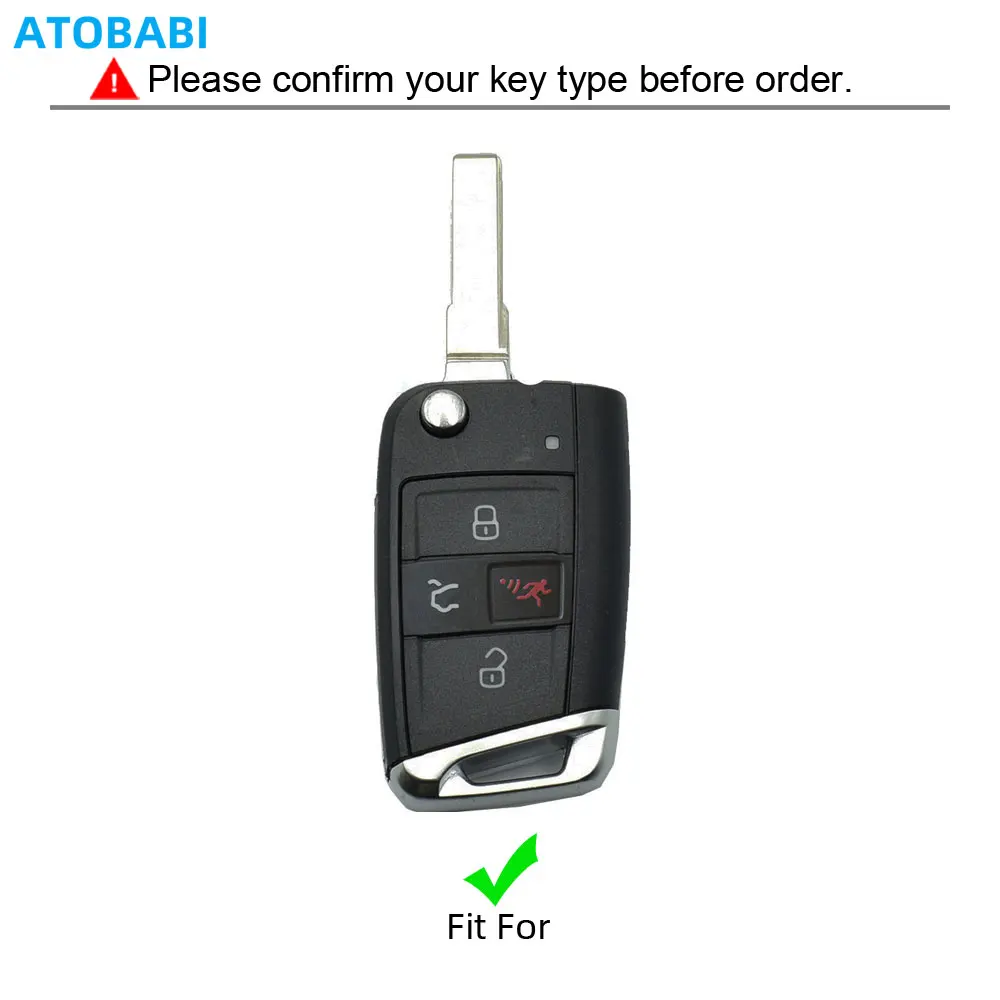 Real Leather Car Key Case For VW Volkswagen MK7 Golf 7 GTI 2017 2018 4 Buttons Folding Remote Fob Cover Keychain Protector Bag