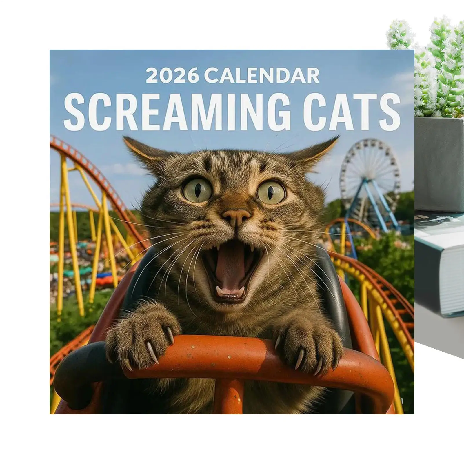 

Кошачий календарь, кричащий кошачий календарь, 2026 12-месячный планировщик с забавным рисунком котенка для фотографии, аниме-студия, праздник для взрослых