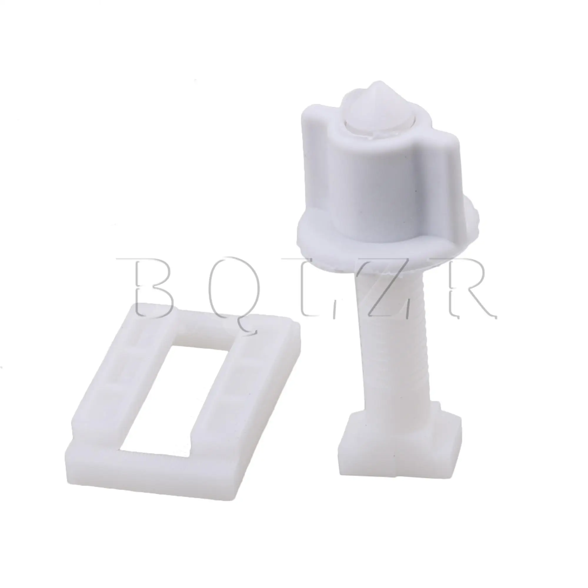 200PCS White Plastic Toilet Seat Hinge with Bolts Nuts Top Tightening 3.9x2.4cm