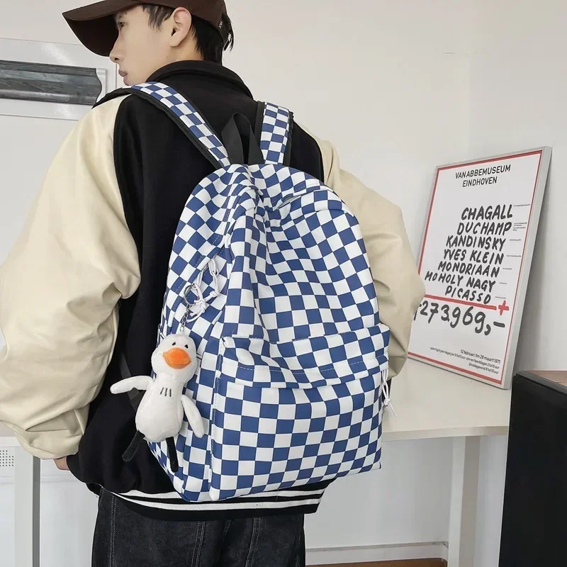 Effen Kleur Schooltas Rugzak Jongens Meisjes Junior Middelbare Scholieren Plaid Student Schooltas Nieuwe Japanse Rugzak