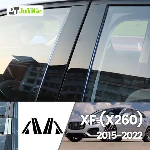 Jaguar XF II X260 2015-2022 2016 2017 2018 2019 밝은 검정색 탄소 섬유 창문 B C 스티커