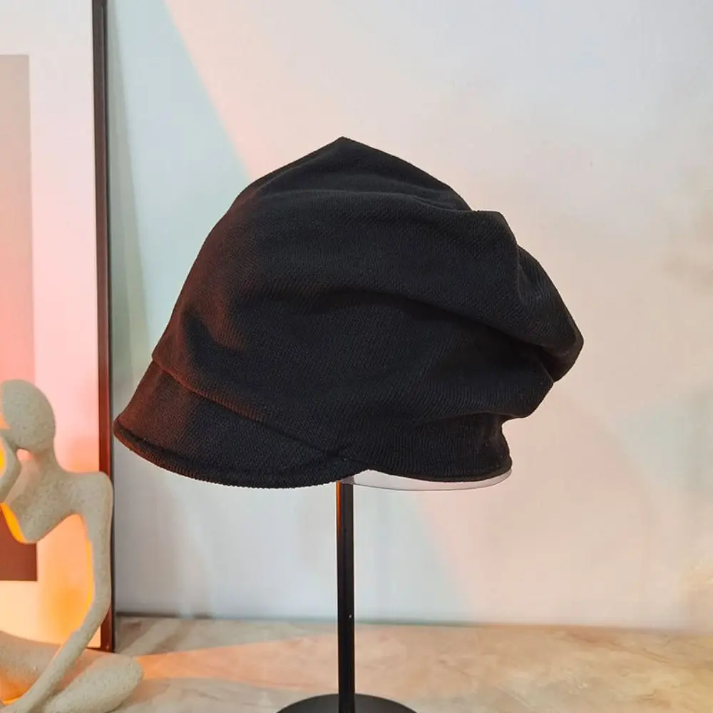 바이저 베레모 단색 비니 모자 따뜻함 유지 귀 보호 슬라우치 배기 캡 두꺼운 면 스컬 캡 유니섹스