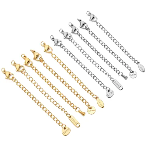 랍스터 걸쇠와 10pcs 스테인레스 스틸 연장 체인 커넥터 링크 목걸이 꼬리 만들기 DIY 팔찌 액세서리 용품